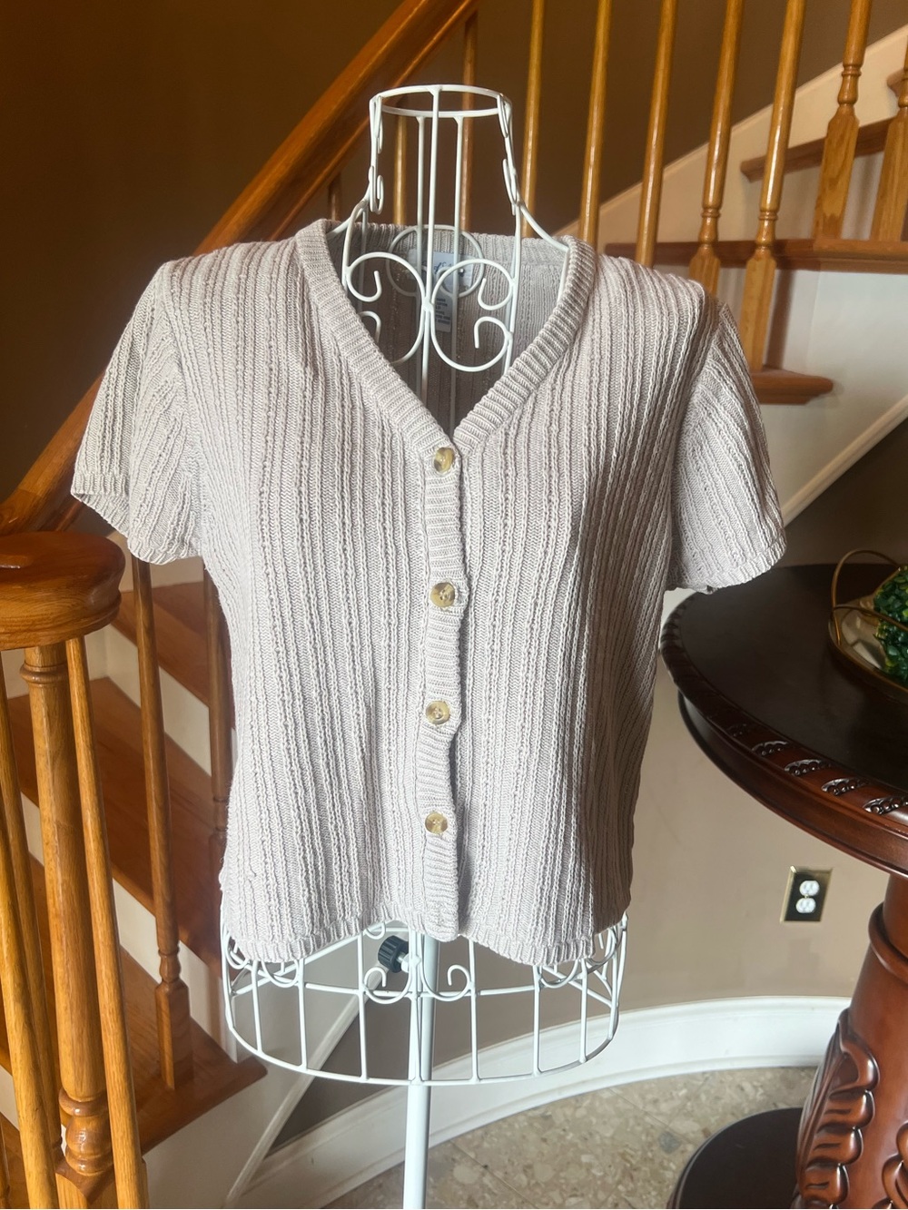 Lanz Of Salzburg Knit Short Sleeve Crop Top Minimalist Cottage Cotton Sz 4P